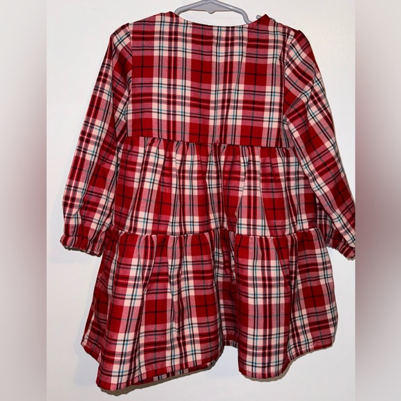 Primark Disney Minnie Mouse Long Sleeve Holiday Red Plaid Tiered Dress Size 3-4 - Picture 3 of 6